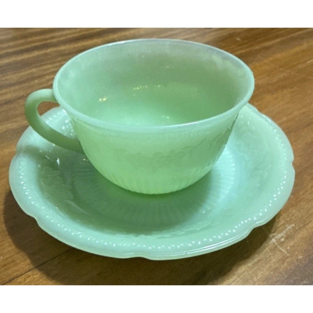 Vintage Fire King Jadeite Alice Cup and Saucer